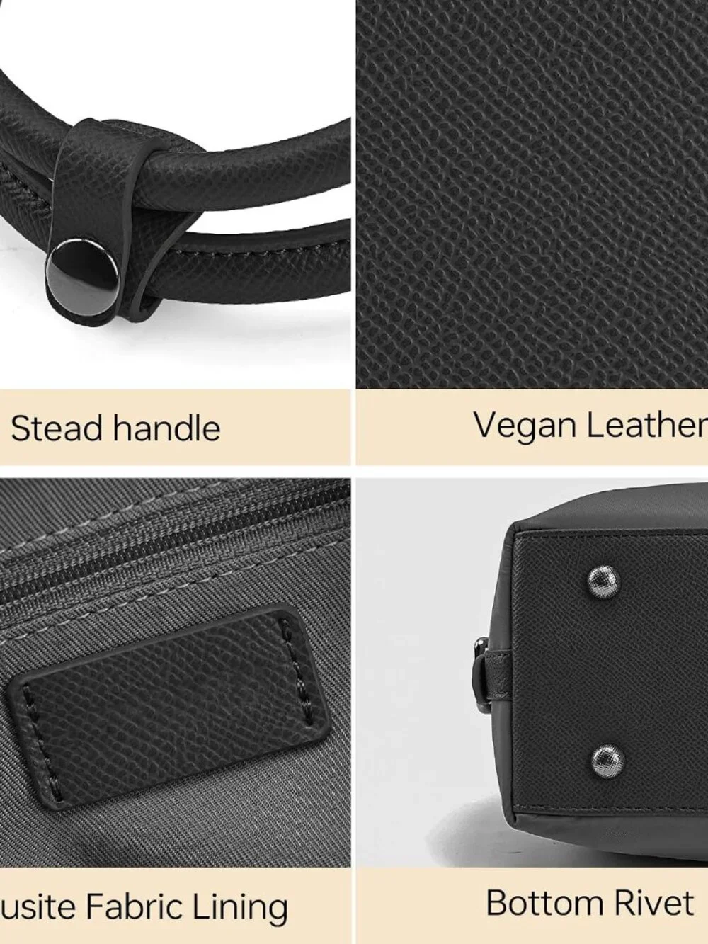 Women's Mini Bowling Bag Satchel, Vegan Leather & Nylon Top Handle Crossbody Pur - Picture 4 of 5